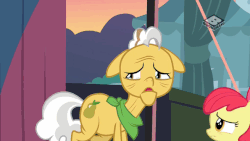 Size: 655x369 | Tagged: safe, screencap, apple bloom, applejack, big macintosh, grand pear, earth pony, pony, g4, the perfect pear, animated, boomerang (tv channel), crowning moment of heartwarming, floppy ears, gif, grandfather and grandchild, group hug, hug