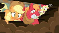 Size: 809x455 | Tagged: safe, screencap, apple bloom, applejack, big macintosh, earth pony, pony, g4, the perfect pear, animated, apple siblings, apple sisters, boomerang (tv channel), brother and sister, digging, female, filly, foal, gif, male, mare, siblings, sisters, stallion, trio