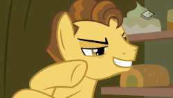 Size: 809x455 | Tagged: safe, screencap, grand pear, pony, g4, the perfect pear, animated, boomerang (tv channel), evil laugh, gif, laughing, young grand pear, younger