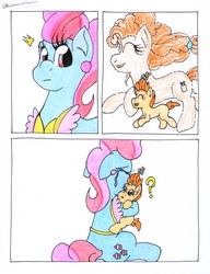Size: 1260x1640 | Tagged: safe, artist:the1king, cup cake, pear butter, pumpkin cake, earth pony, pony, g4, the perfect pear, comic, crying, cupcake, daughter, feels, female, implied reincarnation, memories, mother, mother and child, mother and daughter, parent:cup cake