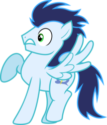 Size: 5088x5982 | Tagged: safe, alternate version, artist:chainchomp2, soarin', pegasus, pony, g4, parental glideance, .svg available, absurd resolution, juxtaposition bait, male, raised hoof, shocked, simple background, solo, spread wings, stallion, transparent background, vector, wide eyes, wings