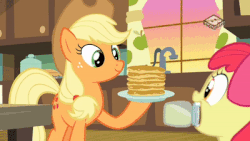 Size: 400x225 | Tagged: safe, screencap, apple bloom, applejack, earth pony, pony, g4, the perfect pear, animated, boomerang (tv channel), female, gif, pear jam
