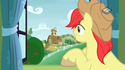 Size: 1024x576 | Tagged: safe, screencap, bright mac, earth pony, pony, g4, the perfect pear, boomerang (tv channel), male, solo, stallion