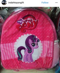Size: 750x911 | Tagged: safe, starlight glimmer, twilight sparkle, pony, g4, backpack, bootleg, hilarious in hindsight, instagram, irl, merchandise, my little pony logo, not twilight sparkle, photo, s5 starlight, seems legit, you had one job