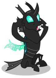 Size: 942x1296 | Tagged: safe, artist:watermelon changeling, derpibooru exclusive, thorax, changeling, g4, male, ms paint, open mouth, simple background, sitting, solo, white background, worried
