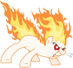 Size: 8349x7706 | Tagged: safe, artist:jadedjynx, oc, oc only, oc:lene, pony, absurd resolution, angry, fire head, mane of fire, simple background, snorting, solo, transparent background, vector