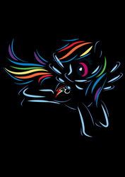 Size: 595x842 | Tagged: dead source, safe, artist:dutchcheese313, rainbow dash, pegasus, pony, g4, black background, female, mare, simple background, solo