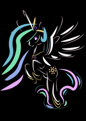 Size: 595x842 | Tagged: dead source, safe, artist:dutchcheese313, princess celestia, alicorn, pony, g4, black background, female, mare, simple background, solo, vector