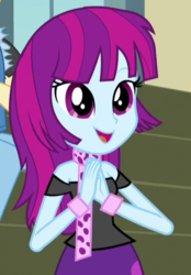 Size: 367x528 | Tagged: safe, screencap, mystery mint, valhallen, equestria girls, g4, my little pony equestria girls: friendship games, chs rally song, cropped, cute, female, male, open mouth, scarf