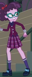 Size: 204x479 | Tagged: safe, screencap, varsity trim, equestria girls, g4, my little pony equestria girls: friendship games, bowtie, clothes, cropped, crystal prep academy uniform, female, glasses, school uniform, skirt, solo