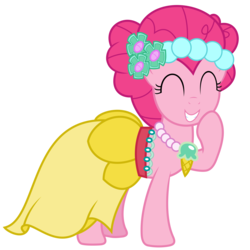 Size: 5500x5500 | Tagged: safe, artist:drfatalchunk, pinkie pie, earth pony, pony, a canterlot wedding, g4, .svg available, ^^, absurd resolution, bridesmaid dress, bridesmaid pinkie, clothes, dress, eyes closed, female, mare, simple background, solo, transparent background, vector