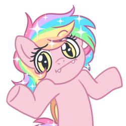 Size: 945x945 | Tagged: safe, artist:hawthornss, oc, oc only, oc:paper stars, bat pony, pony, :i, base used, bat pony oc, cute, cute little fangs, fangs, looking at you, shrug, shrugpony, simple background, solo, transparent background