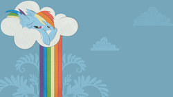 Size: 1366x768 | Tagged: safe, artist:lauren faust, artist:srsishere, edit, rainbow dash, g4, bored, cloud, female, sleeping, sleepydash, solo, unhappy, upset, wallpaper, wallpaper edit