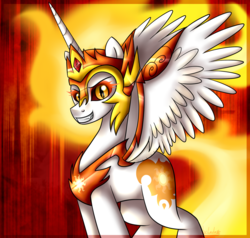 Size: 1261x1200 | Tagged: safe, artist:lada03, daybreaker, alicorn, pony, a royal problem, g4, female, grin, smiling, solo, spread wings, wings