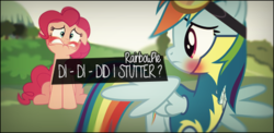 Size: 450x220 | Tagged: safe, artist:sweetleafx, pinkie pie, rainbow dash, pony, g4, clothes, female, goggles, lesbian, marianas trench, ship:pinkiedash, shipping, song reference, stutter (song), uniform, wonderbolt trainee uniform