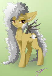 Size: 3242x4707 | Tagged: safe, artist:faline-art, oc, oc only, pony, female, high res, mare, moon, solo, spanish moss, wooden wings