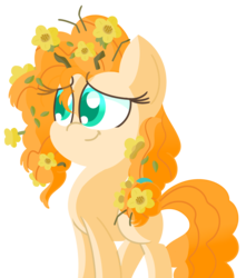 Size: 2101x2376 | Tagged: safe, artist:pastelhorses, pear butter, earth pony, pony, g4, the perfect pear, female, flower, flower in hair, high res, simple background, solo, transparent background