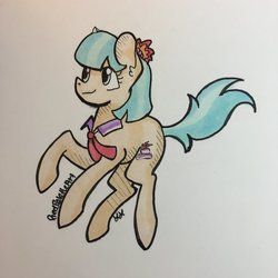 Size: 1024x1024 | Tagged: safe, artist:redpalette, coco pommel, earth pony, pony, g4, female, mare, simple background, solo, traditional art, white background