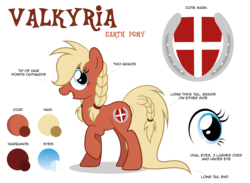 Size: 5541x4055 | Tagged: safe, artist:littlehybridshila, oc, oc:valkyria, earth pony, pony, absurd resolution, braid, braided tail, denmark, nation ponies, ponified, raised hoof, reference sheet, simple background, transparent background, vector