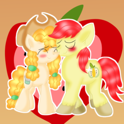 Size: 768x768 | Tagged: safe, artist:doraemonfan4life, bright mac, pear butter, pony, g4, the perfect pear, female, male, ship:brightbutter, shipping, straight