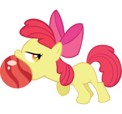 Size: 1600x1500 | Tagged: safe, artist:ocarina0ftimelord, apple bloom, earth pony, pony, g4, the cutie pox, bowling ball, female, looking back, mouth hold, simple background, solo, transparent background, vector