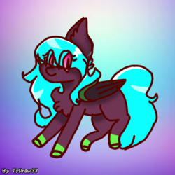 Size: 545x545 | Tagged: safe, artist:firesparky, oc, oc only, oc:sombris neon, bat pony, pony, female, mare, solo