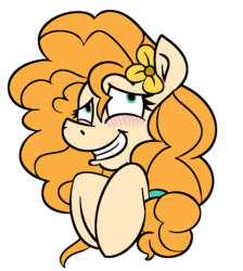 Size: 859x959 | Tagged: safe, artist:cowsrtasty, pear butter, earth pony, pony, g4, the perfect pear, blushing, female, flower, flower in hair, simple background, solo, transparent background