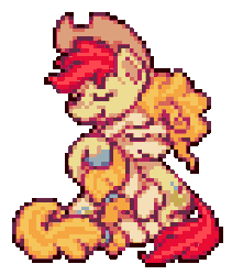 Size: 240x272 | Tagged: safe, artist:mrponiator, bright mac, pear butter, earth pony, pony, g4, the perfect pear, animated, applejack's parents, cowboy hat, cute, eyes closed, female, gif, hat, hug, male, mare, pixel art, ship:brightbutter, shipping, simple background, sitting, smiling, stallion, stetson, straight, transparent background