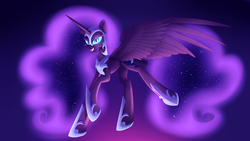 Size: 3840x2160 | Tagged: safe, artist:aegann, nightmare moon, alicorn, pony, g4, color porn, female, helmet, high res, looking at you, mare, slit pupils, smiling, solo