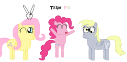 Size: 1024x501 | Tagged: safe, artist:penelopehamuchan, angel bunny, derpy hooves, fluttershy, pinkie pie, pony, g4, sonic heroes