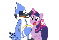 Size: 2544x1755 | Tagged: safe, artist:reina-del-caos, twilight sparkle, pony, g4, crossover, crossover shipping, male, mordecai, mordetwi, regular show, shipping, simple background, transparent background