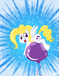 Size: 638x825 | Tagged: safe, artist:bunnimation, surprise, pony, g1, g4, balloon, balloon riding, female, g1 to g4, generation leap, happy, looking at you, open mouth, solo, that pony sure does love balloons
