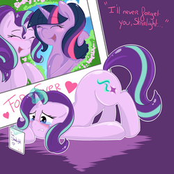 Size: 3000x3000 | Tagged: safe, artist:saralien, starlight glimmer, twilight sparkle, alicorn, pony, unicorn, g4, blushing, context is for the weak, crying, cuddling, cute, duo, eyes closed, female, glimmerbetes, heart, high res, lesbian, levitation, magic, photo, picture, sad, ship:twistarlight, shipping, telekinesis, twiabetes, twilight sparkle (alicorn)