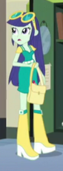 Size: 105x284 | Tagged: safe, screencap, blueberry cake, equestria girls, g4, my little pony equestria girls: friendship games, bag, boots, cropped, female, glasses, high heel boots, lockers, mirror, open mouth, solo