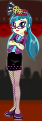 Size: 210x598 | Tagged: safe, artist:glittertiara, juniper montage, equestria girls, equestria girls specials, g4, my little pony equestria girls: mirror magic, clothes, crossed arms, eyeshadow, female, fishnet stockings, glasses, looking at you, makeup, smiling, solo, starsue