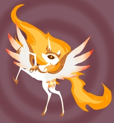 Size: 718x774 | Tagged: safe, artist:backstabbing scumbags, edit, vector edit, daybreaker, alicorn, pony, a royal problem, g4, female, lineless, mane of fire, rearing, solo, spread wings, storybook, vector, wings