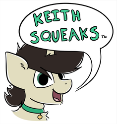 Size: 1350x1433 | Tagged: safe, artist:marsminer, oc, oc only, oc:keith, pony, collar, dialogue, martha speaks, pet tag, simple background, solo, speech bubble, white background