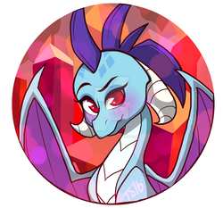 Size: 1024x955 | Tagged: dead source, safe, artist:twisted-sketch, princess ember, dragon, bronycon, g4, button, female, merchandise, solo, watermark