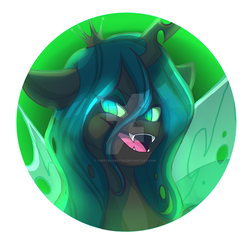 Size: 1024x1016 | Tagged: safe, artist:twisted-sketch, queen chrysalis, changeling, changeling queen, g4, female, solo, watermark