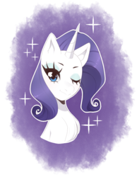 Size: 951x1225 | Tagged: safe, artist:bunny-hana, rarity, pony, unicorn, g4, bust, female, looking at you, mare, one eye closed, portrait, simple background, smiling, solo, transparent background, wink