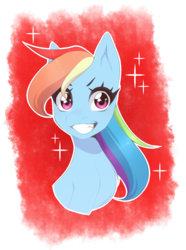 Size: 848x1139 | Tagged: safe, artist:bunny-hana, rainbow dash, pegasus, pony, g4, bust, female, grin, mare, portrait, simple background, smiling, solo, transparent background