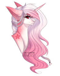Size: 1024x1308 | Tagged: safe, artist:pinkxei, oc, oc only, oc:cherry, pony, unicorn, bust, female, mare, portrait, simple background, solo, transparent background