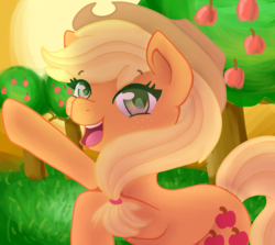 Size: 912x812 | Tagged: safe, artist:tuxisthename, applejack, earth pony, pony, g4, female, freckles, hat, mare, solo