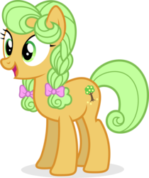 Size: 2165x2575 | Tagged: safe, artist:punzil504, goldie delicious, earth pony, pony, g4, the perfect pear, bow, braid, female, hair bow, high res, mare, simple background, solo, transparent background, vector, young goldie delicious, younger