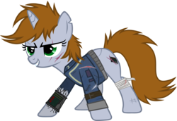 Size: 6634x4551 | Tagged: safe, artist:aborrozakale, oc, oc only, oc:littlepip, pony, unicorn, fallout equestria, g4, absurd resolution, bandage, clothes, fallout, female, jumpsuit, mare, scar, simple background, solo, story in the comments, transparent background, vault suit, vector