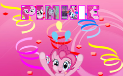 Size: 1280x800 | Tagged: safe, artist:blackgryph0n, artist:dachosta, artist:ocarina0ftimelord, pinkie pie, g4, big smile, breaking the fourth wall, confetti, cutie mark, looking at you, party cannon, pinkamena diane pie, vector, wallpaper