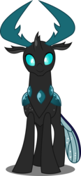 Size: 3000x6486 | Tagged: safe, artist:dashiesparkle, thorax, changedling, changeling, dark changedling, g4, .svg available, absurd resolution, alternate color palette, changeling king, king thorax, looking at you, male, palette swap, recolor, simple background, smiling, solo, transparent background, vector