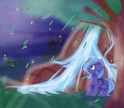 Size: 911x795 | Tagged: safe, artist:windymils, princess luna, alicorn, pony, g4, female, filly, solo, tree, waterfall, woona, younger