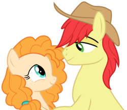 Size: 7418x6451 | Tagged: safe, artist:pink1ejack, bright mac, pear butter, earth pony, pony, g4, the perfect pear, absurd resolution, applejack's parents, cowboy hat, female, hat, husband and wife, male, ship:brightbutter, shipping, simple background, stetson, straight, transparent background, vector