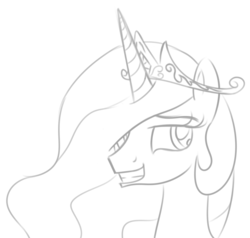 Size: 736x702 | Tagged: safe, artist:overlord-derpy, princess celestia, pony, g4, female, monochrome, solo